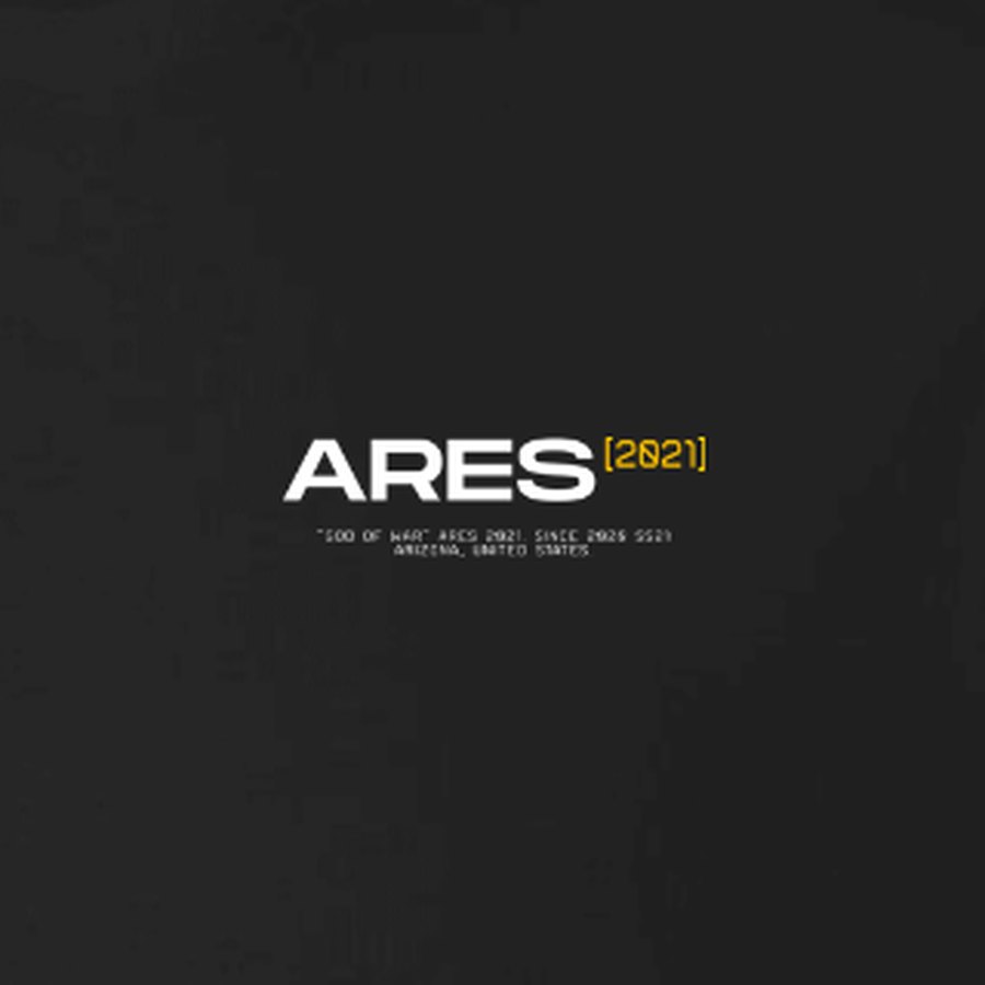 God of War tee, Gold edition — chest print: ARES [2021] wordmark with the drop credit line
