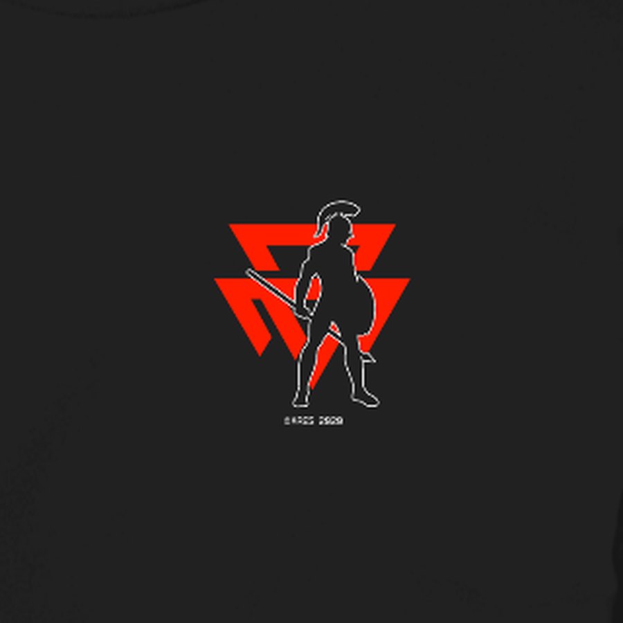 God of War tee, Red edition — chest print: red Ares mark with a white spartan outline, ©ARES 2020