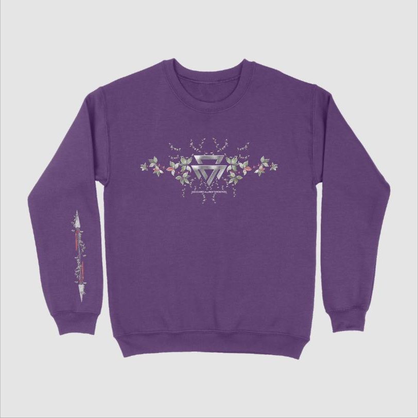 Ares Uprise sweatshirt mock, purple with chest and forearm prints