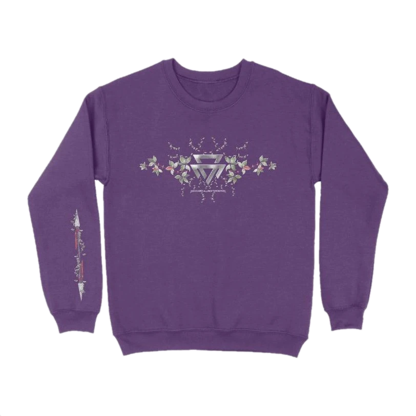 Ares Uprise sweatshirt mock, purple with chest and forearm prints